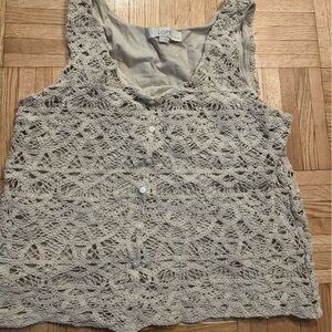 LOFT Beige Crochet Sleeveless Blouse